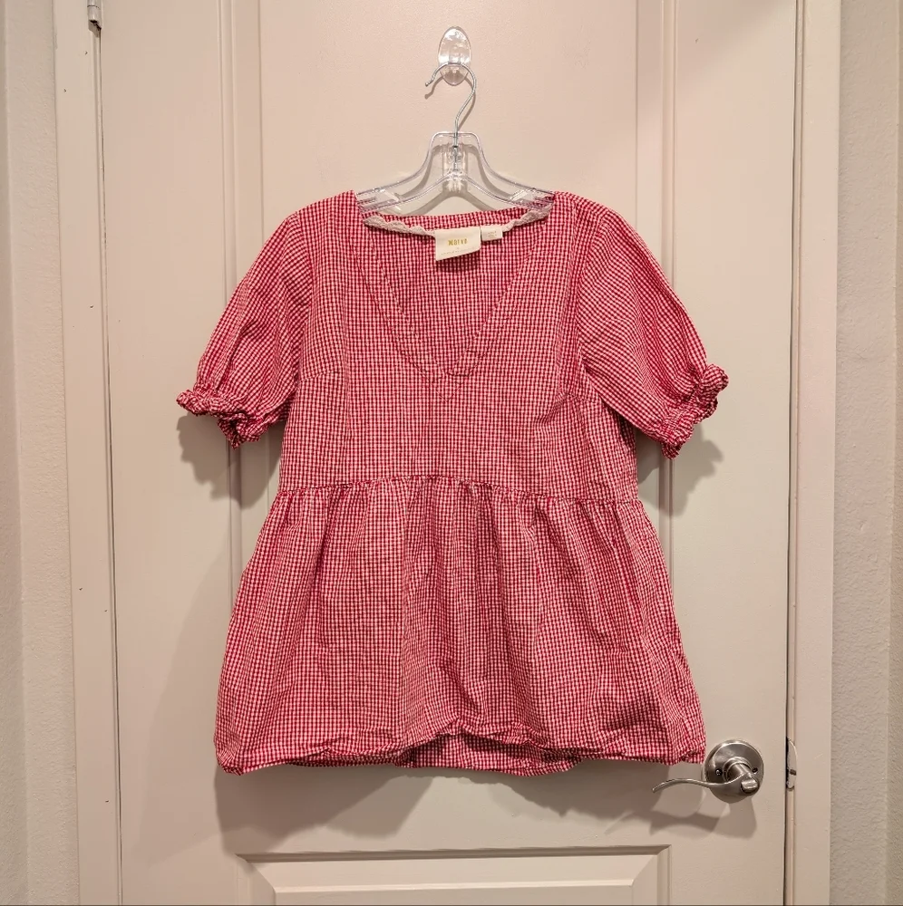 Maeve By Anthropologie Gingham Checkered Tunic Blouse XXS